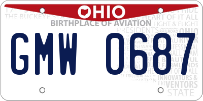 OH license plate GMW0687