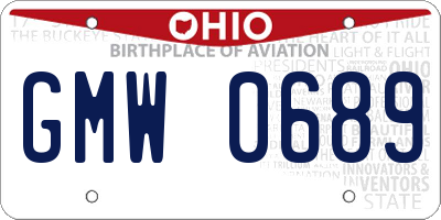 OH license plate GMW0689