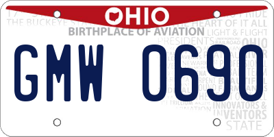 OH license plate GMW0690
