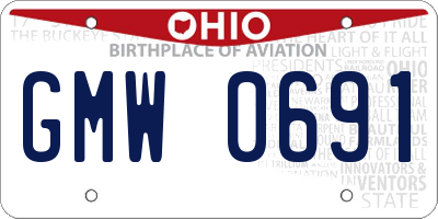 OH license plate GMW0691