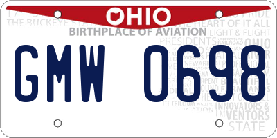 OH license plate GMW0698