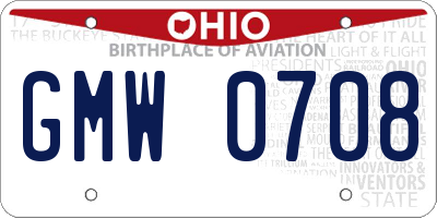 OH license plate GMW0708