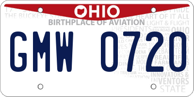 OH license plate GMW0720