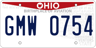 OH license plate GMW0754