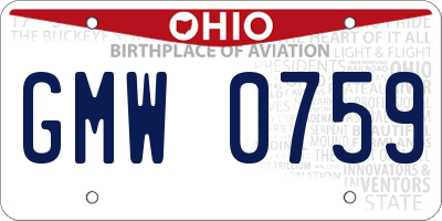 OH license plate GMW0759