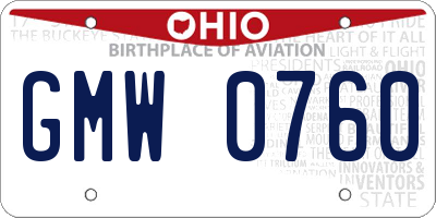 OH license plate GMW0760