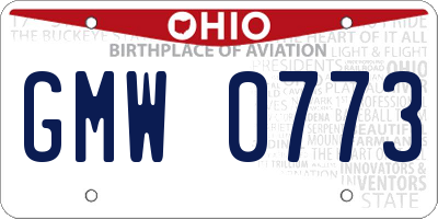 OH license plate GMW0773