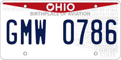 OH license plate GMW0786