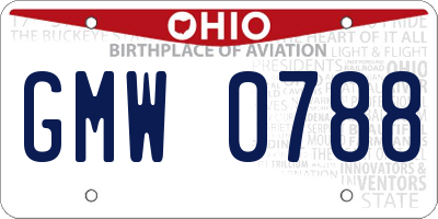 OH license plate GMW0788