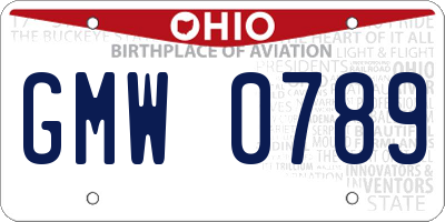 OH license plate GMW0789