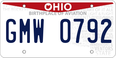 OH license plate GMW0792