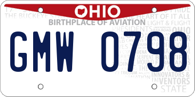 OH license plate GMW0798