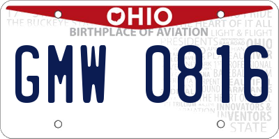 OH license plate GMW0816