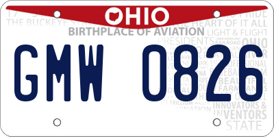 OH license plate GMW0826