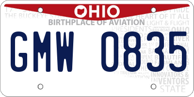 OH license plate GMW0835