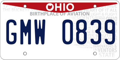 OH license plate GMW0839