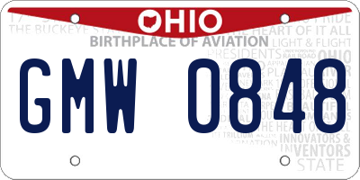 OH license plate GMW0848