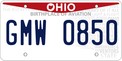 OH license plate GMW0850