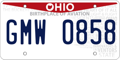OH license plate GMW0858