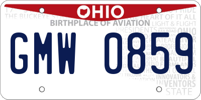 OH license plate GMW0859