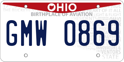 OH license plate GMW0869