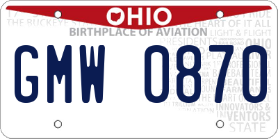 OH license plate GMW0870