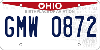 OH license plate GMW0872