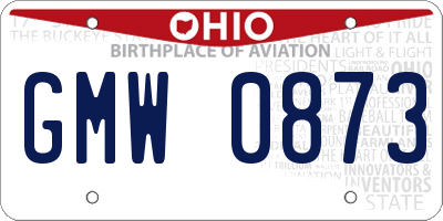 OH license plate GMW0873