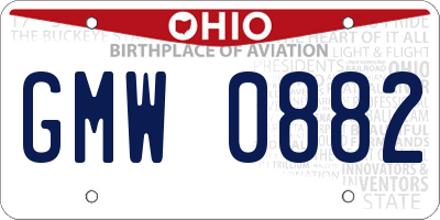 OH license plate GMW0882