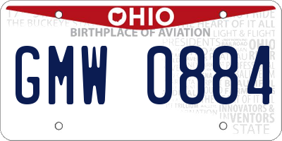 OH license plate GMW0884