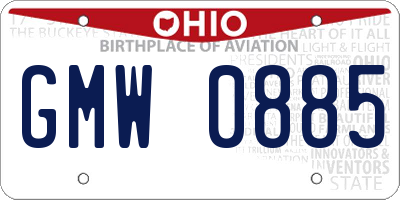 OH license plate GMW0885
