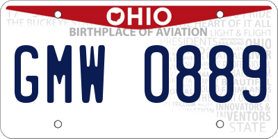 OH license plate GMW0889