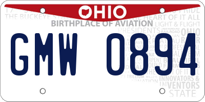OH license plate GMW0894