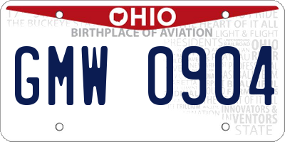 OH license plate GMW0904