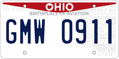 OH license plate GMW0911
