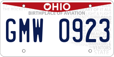 OH license plate GMW0923