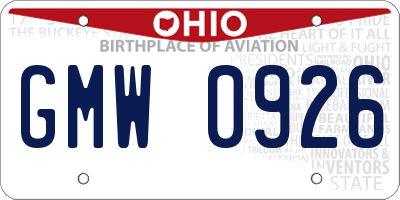 OH license plate GMW0926