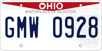 OH license plate GMW0928