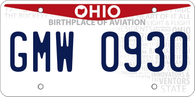 OH license plate GMW0930