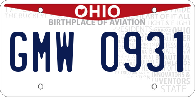 OH license plate GMW0931