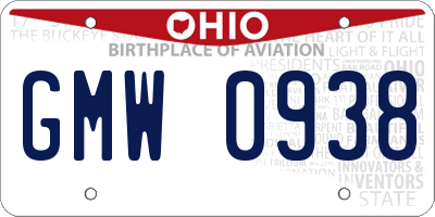 OH license plate GMW0938
