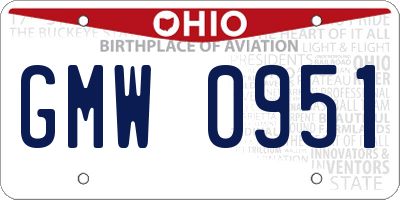 OH license plate GMW0951