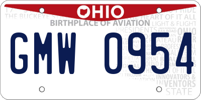 OH license plate GMW0954