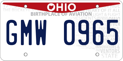 OH license plate GMW0965