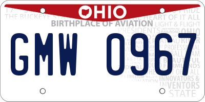 OH license plate GMW0967