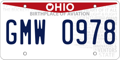 OH license plate GMW0978