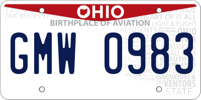 OH license plate GMW0983