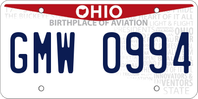 OH license plate GMW0994