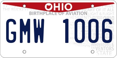OH license plate GMW1006