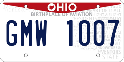 OH license plate GMW1007